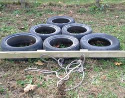 Colby's Army photo of a pasture drag made of used tires