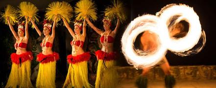 hula and fire dancers