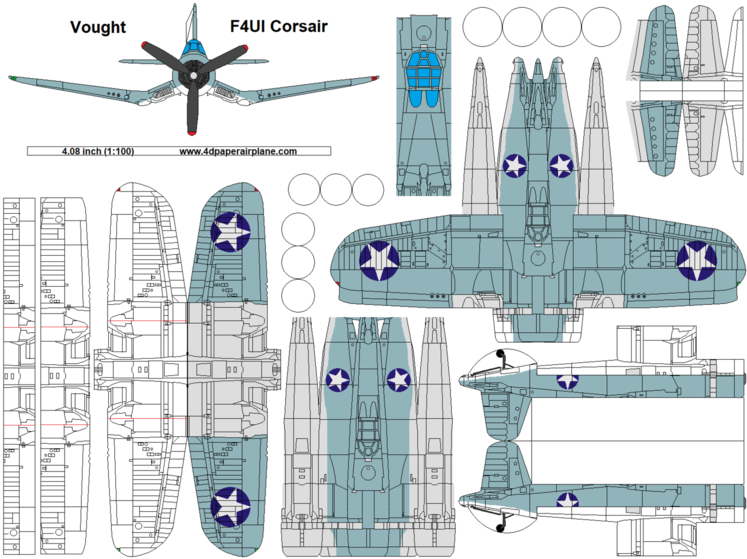 4D model template of Vought F4U Corsair