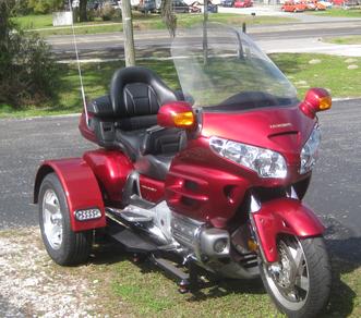 A motorcycle with a Honda trike conversion kit