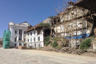 Earthquake damage in Durbar Square in Kathmandu, Nepal
