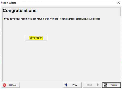 Save report in Primavera P6 wizard and receive congratulations message