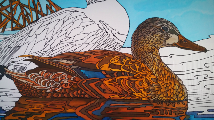 Silk Painting, Mallard Ducks, Tracy Harris Artist