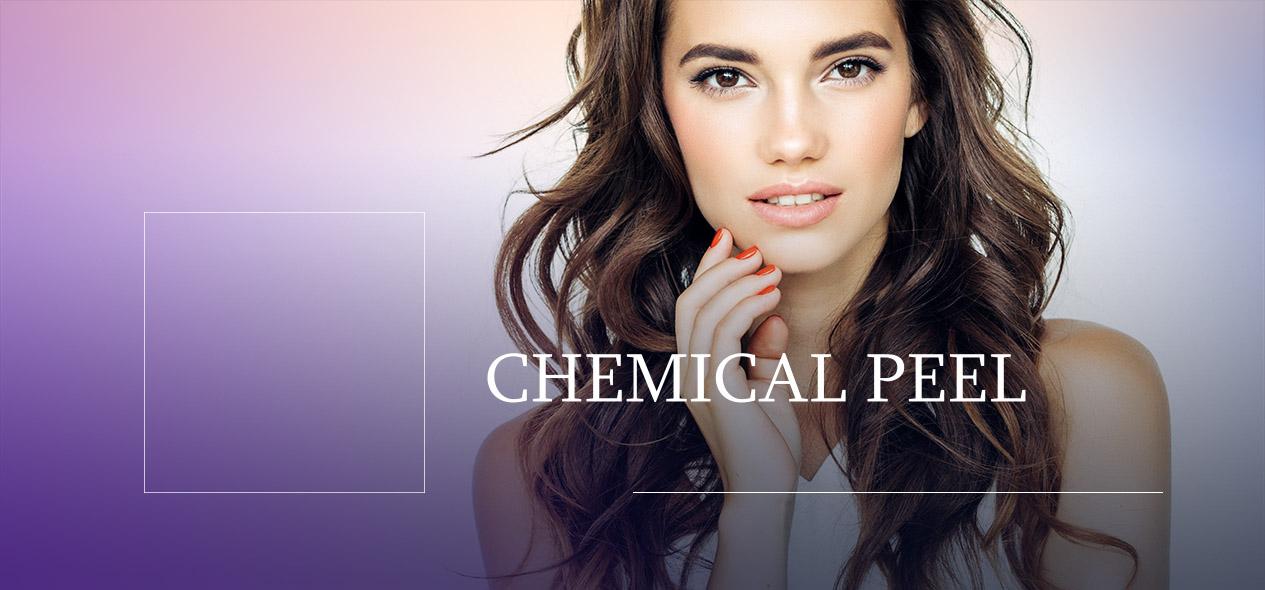 Model in white looking at camera. Learn about Chemical Peels below!