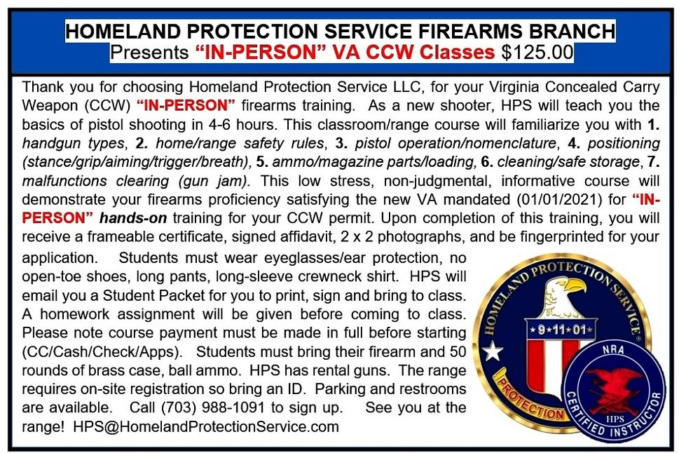 HPS NOVA NRA classes now $125. Sign Up Today!