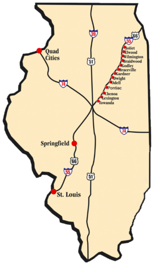 IL Route 66 Red Carpet Corridor map