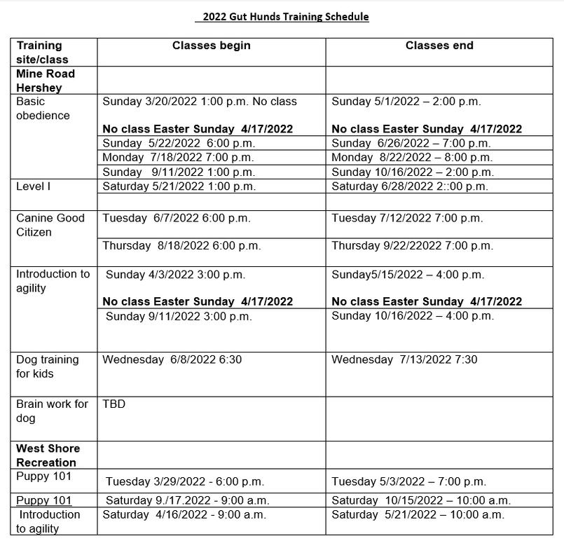 Class Schedule