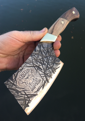 DIY Cleaver with metal etched logo and thatched blade texture. Free step by step instructions. www.DIYeasycrafts.com