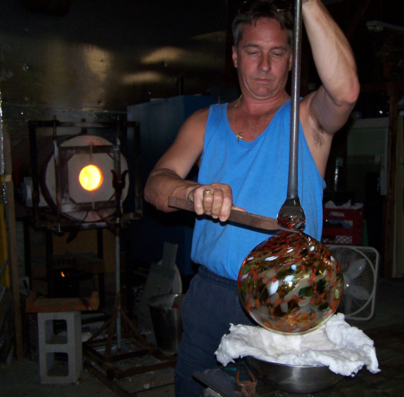 glass leaning blown studios hand finishing paul