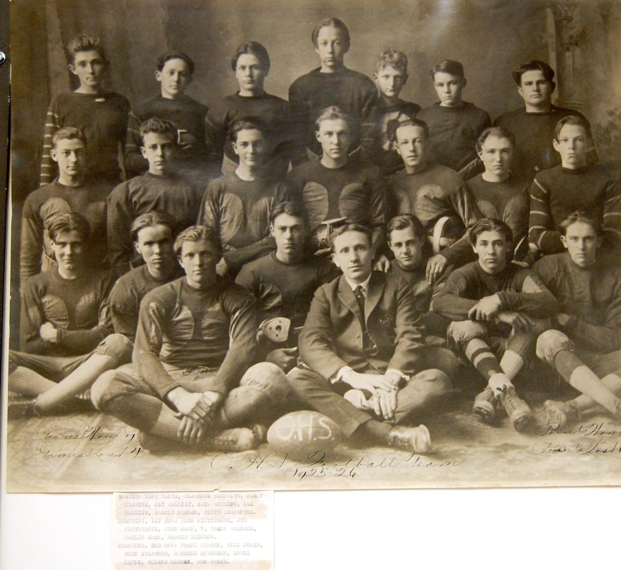 Oxford Nebraska High School Class Of 1925 Football Team