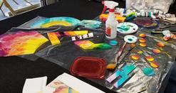 Painting the base colors on the shapes