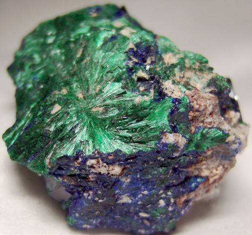 green Malachite, blue Azurite crystals, Milpillas Mine, Cuitaca, Mun. de Santa Cruz, Sonora, Mexico
