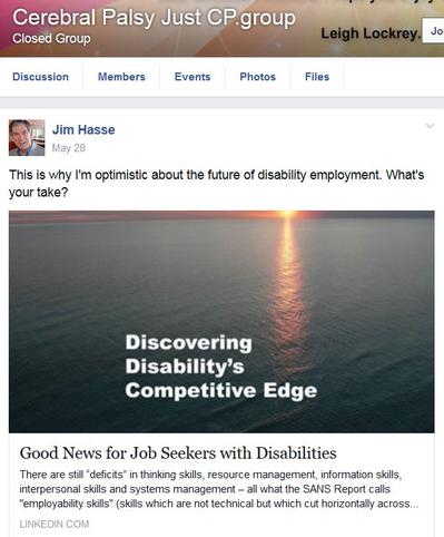Facebook Posting: "Discovering Disability's Competitive Edge"