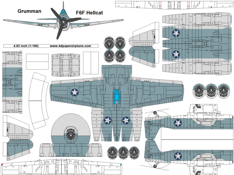 4D model template of Grumman F6F Hellcat