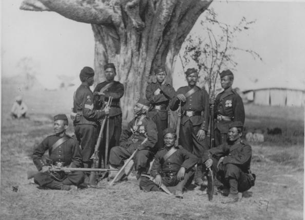 Gurkhas circa 1890 showing their kukri Gurkha knives