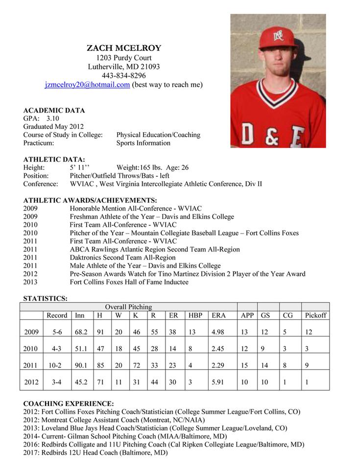 Baltimore Redbirds Baseball Zach McElroy