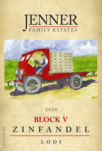 Jenner Family Estates 2020 Block V Zinfandel label