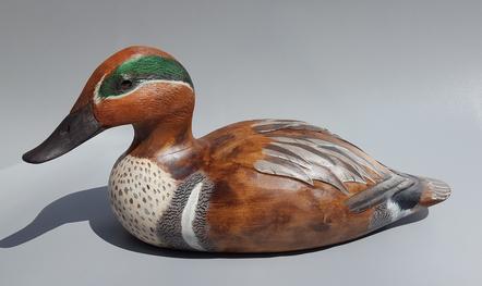 Hand Carved Green Wing Teal decoy