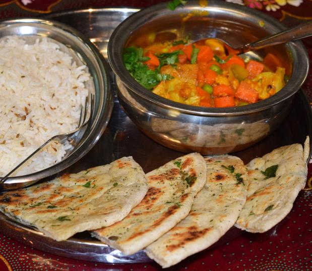 Indian Village Eatery - Sabji with rice and naan