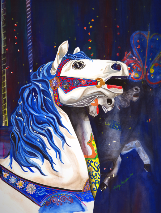 Merry-go-round painted horse carousel series 12 canvas print