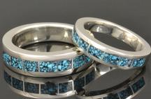 Kingman spiderweb turquoise wedding ring set in sterling silver