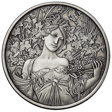 Alphonse Mucha 1 oz .999 silver coin JOB #1 in Art series collection limited 