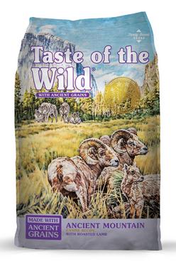 Taste of the Wild Ancient Mountain kibble dog food with lamb, good grains included and grain meals taken out