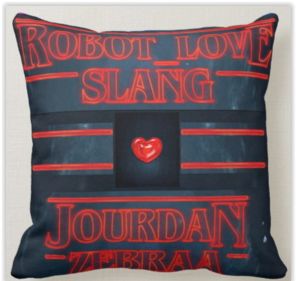 Robot Love Slang MixTape Pillow 16"x16"