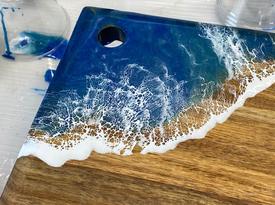 Engraved Cheese Board, Ocean Resin Art Design