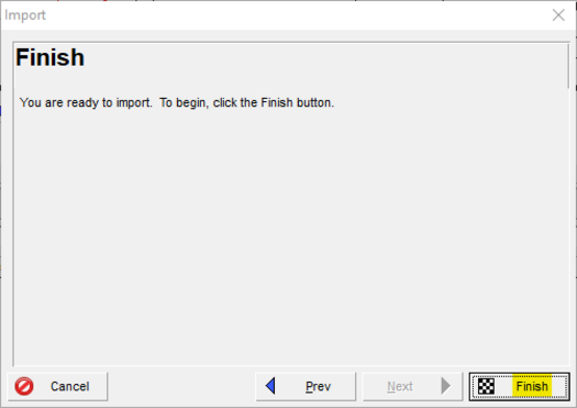 Select finish when you are ready to import in Primavera P6