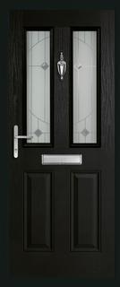 2 panel 2 square rebate composite door in black