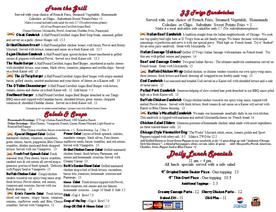 JJ Twigs Menu JJ Twigs Pizza & Pub, OFallon, MO Best Pizza