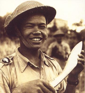 Gurkha with kukri taken in Italy in 1945