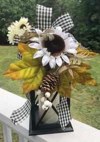 Fall Farmhouse Sunflower Lantern Swag