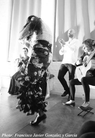 Performance with flamenco guitar, singing, and dance in Seville