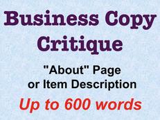 Business Copy Critique up to 600 words