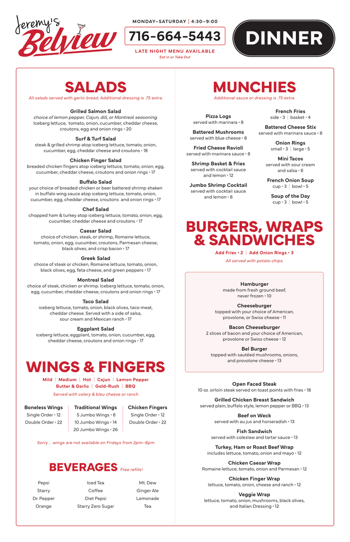 Wecks menu deals