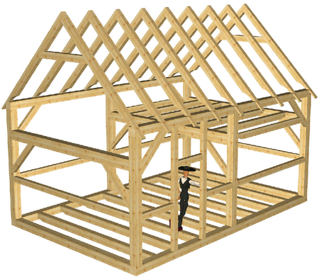 CAD model of a Western Reserve Timber Frame