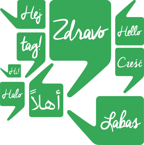 An image containing speech bubbles with 'hello' written in different languages in each bubble.