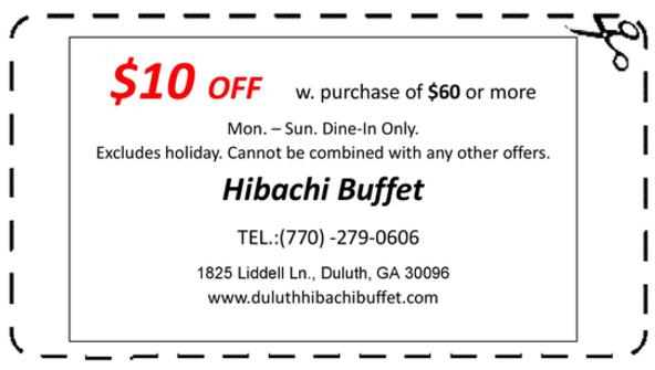 Coupons for shop hibachi grill