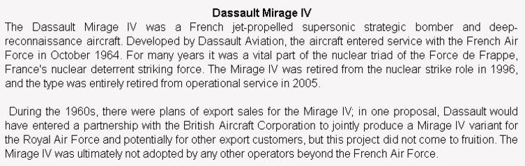 wiki background for 4D model of Dassault Mirage IV