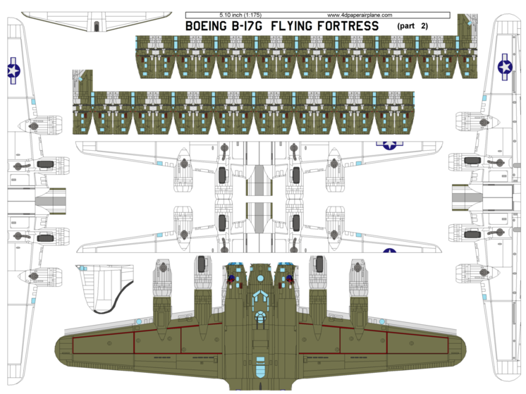 DIY 4D model template of Boeing B-17 Flying Fortress