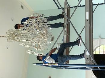Chandelier services hanging removal moving restoring proffessional qualified expierienced efficient repairs