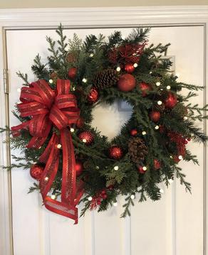 Christmas Wreath Red Ribbon Green