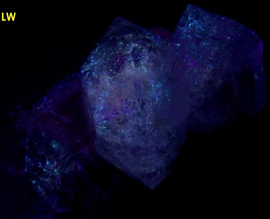 fluorescent Herkimer Diamond QUARTZ, DOLOMITE, CALCITE, MARCASITE, PYROBITUMEN - St. Johnsville, Montgomery County, New York, USA - ex Adrian Labuz 1970s
