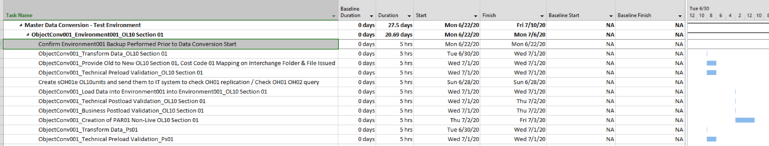 MS Project not baselined