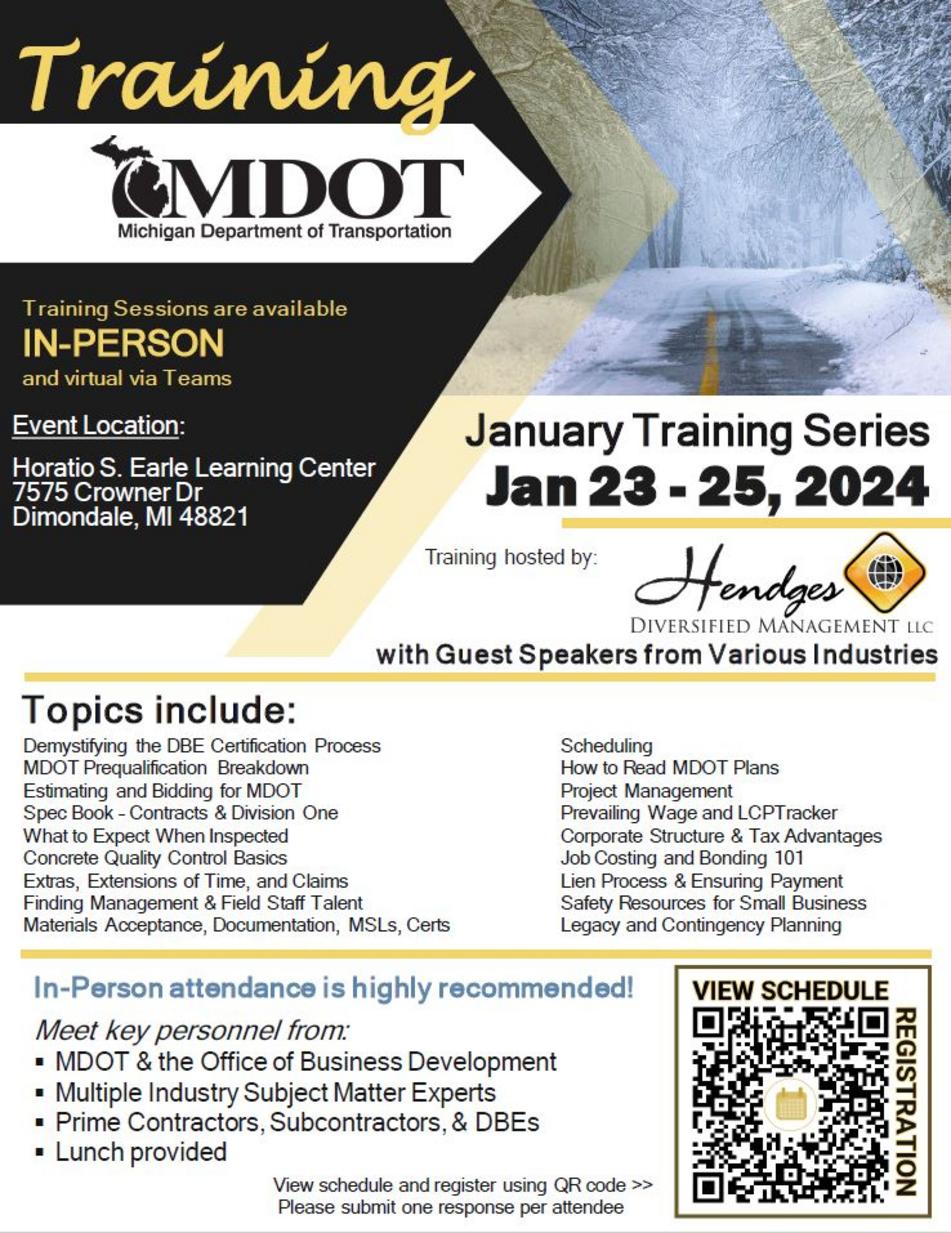 MDOT January 2024 Training Series