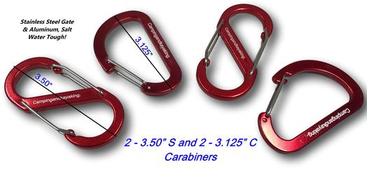 Not for Climbing. Salt Water Tough Designed Especially for Kayaking C&K 8cm, 4 pk or 6 pk Aluminum Carabiner with Stainless Steel Gate Hiking and Camping 3.12