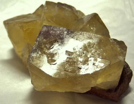 fluorescent long short wave Yellow Fluorite, siderite,Cumbria, England, UK, ex Foote