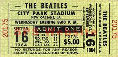 orleans beatles concert park city 1964 september vintage ticket stadium tickets bible